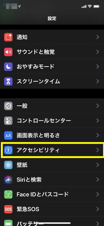 アクセシビリティのスクリーンショット