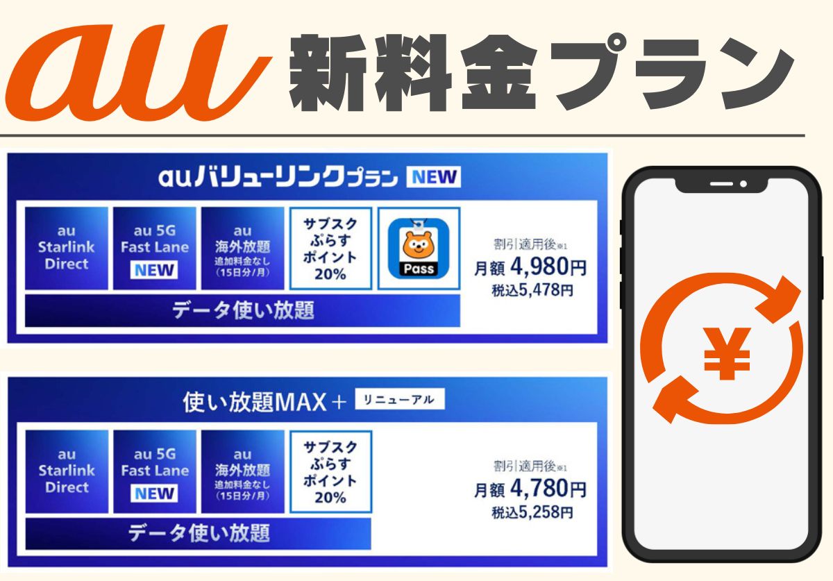 【2025年6月開始】au新料金プラン「auバリューリンクプラン」を解説！現行プランとの比較も　スマホ表示
